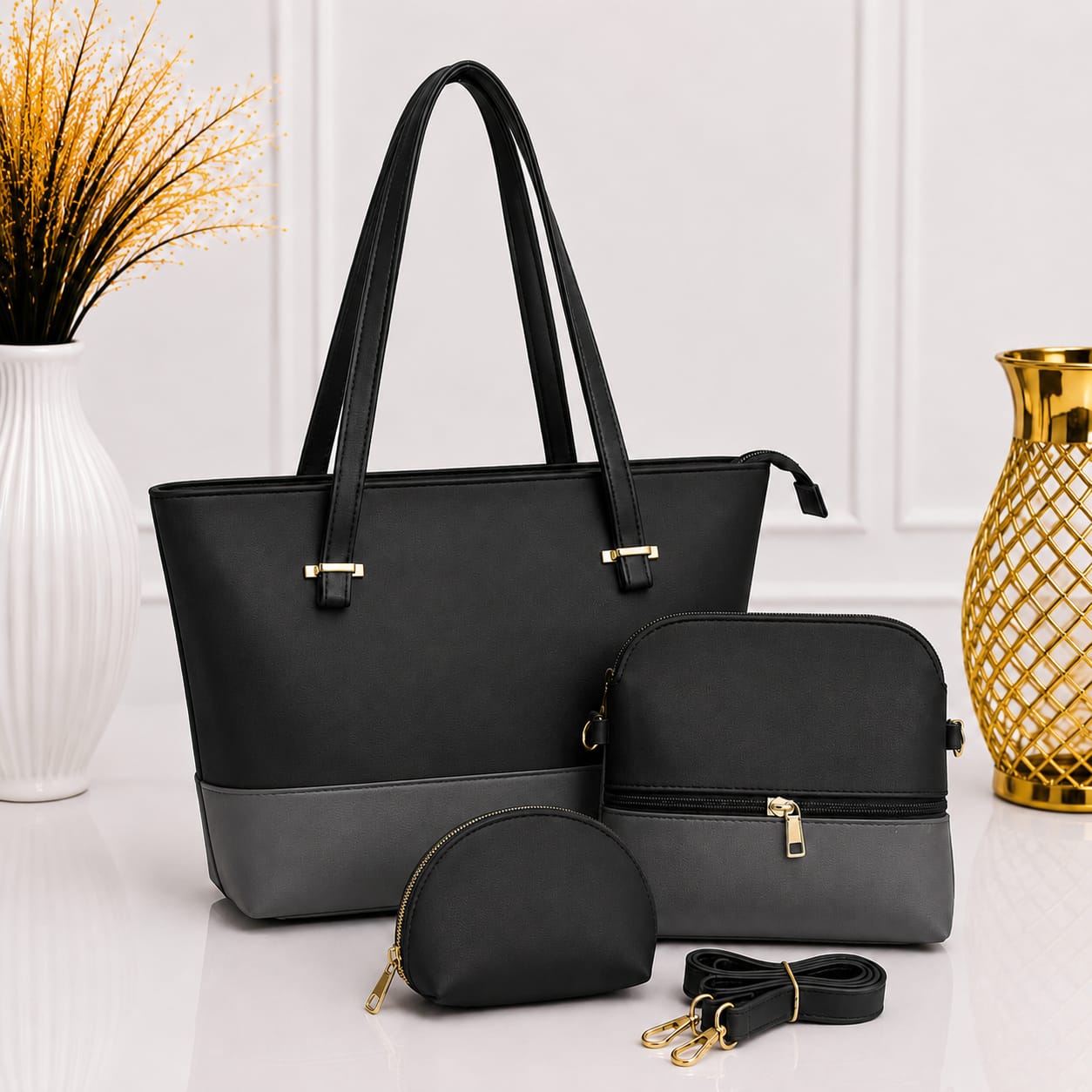 3-Piece Luxury Women's Handbag Set ā Tote Bag, Crossbody Bag & Coin Purse