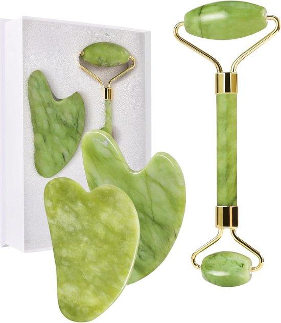 Real Jade Roller & Gua Sha Facial Massage Set