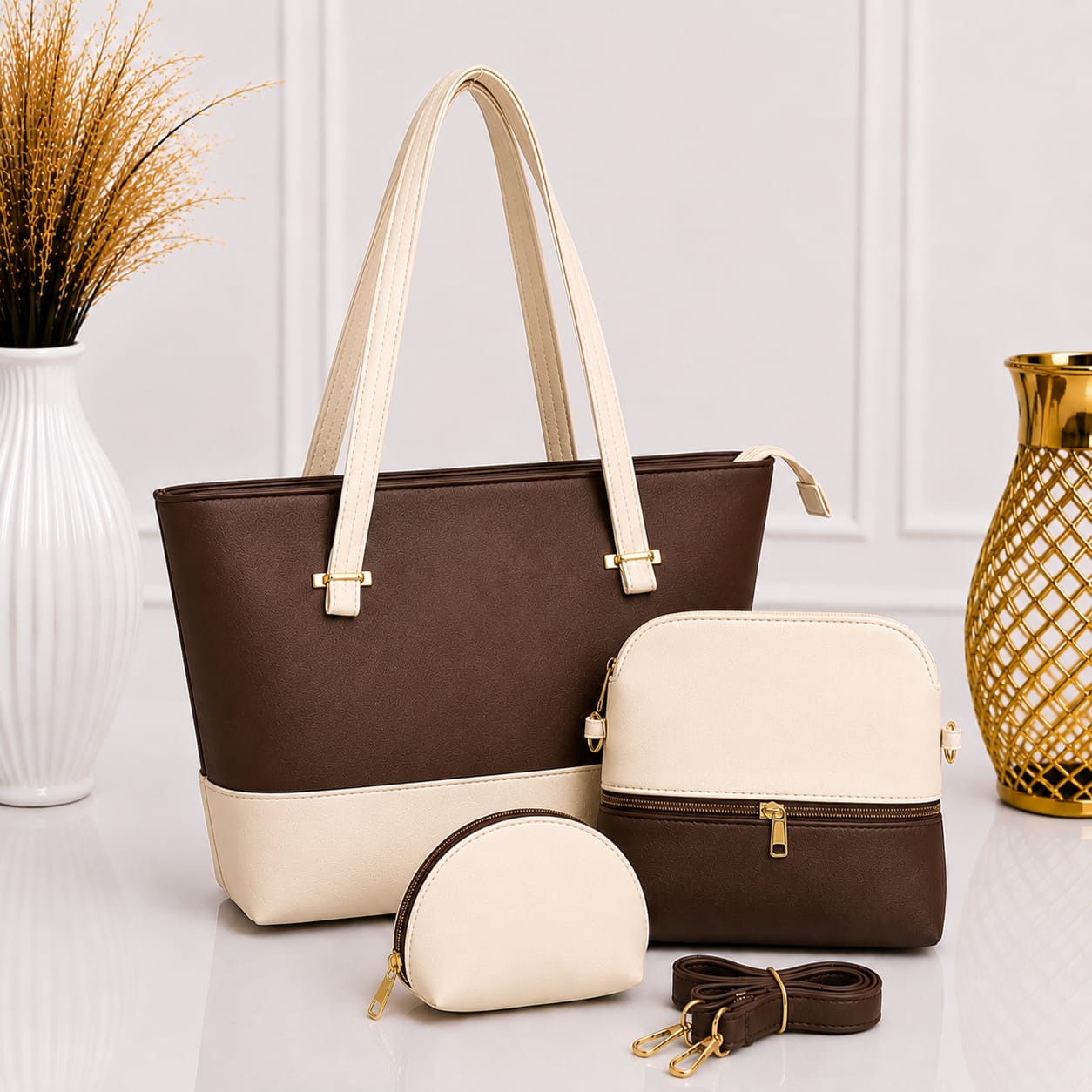3-Piece Luxury Women's Handbag Set – Tote Bag, Crossbody Bag & Coin Purse